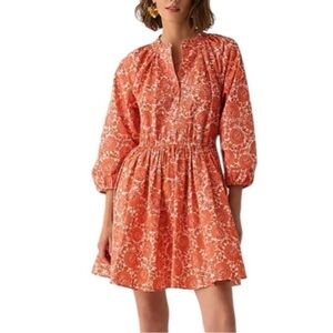 J Crew Mini Dress Med Tall Ruffle Collar Poplin Floral Preppy Closet Essential
